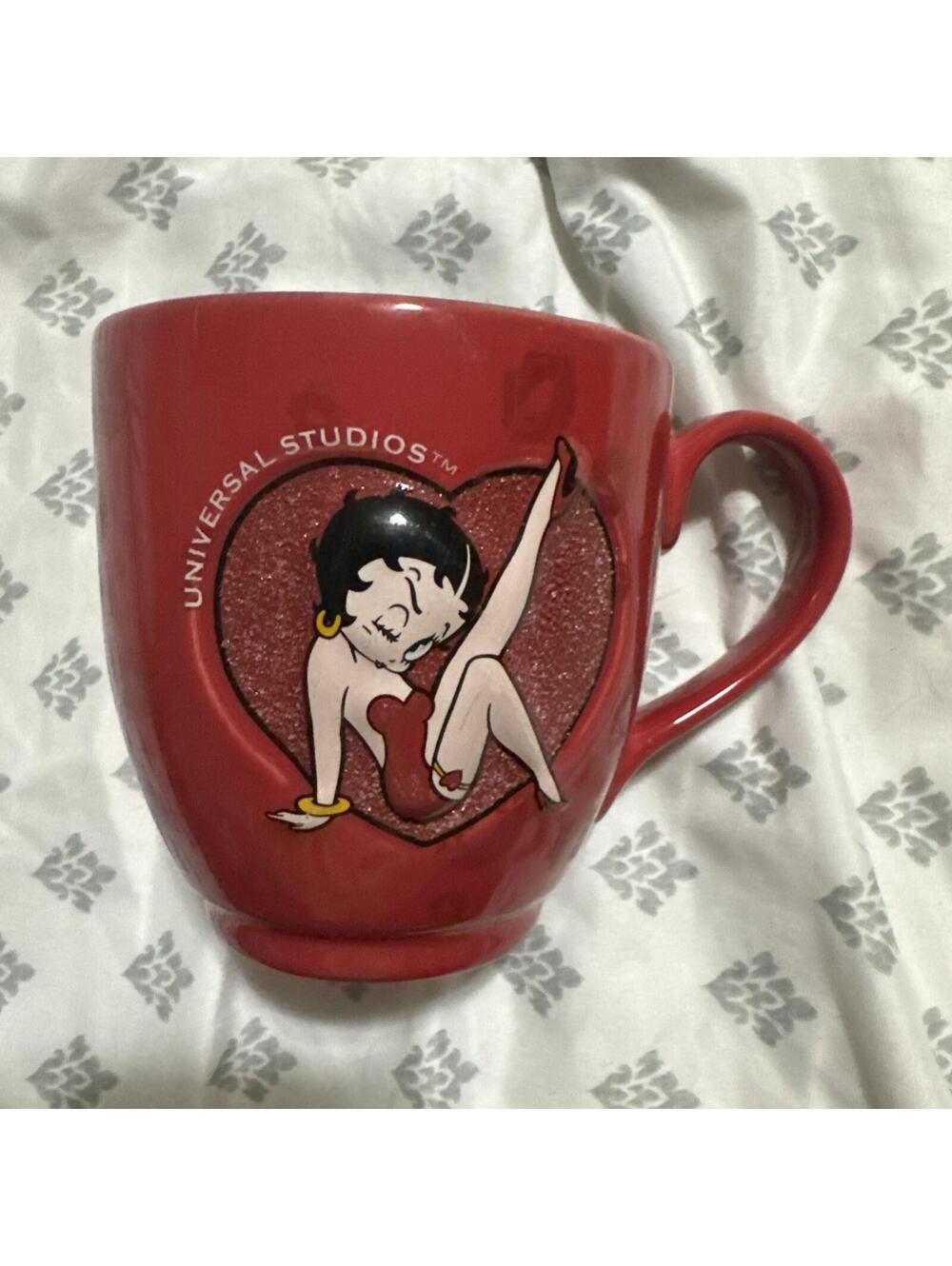 Betty Boop 2006 Universal Studios Large 3D Mug Red Glitzy - Big Coffee Cup